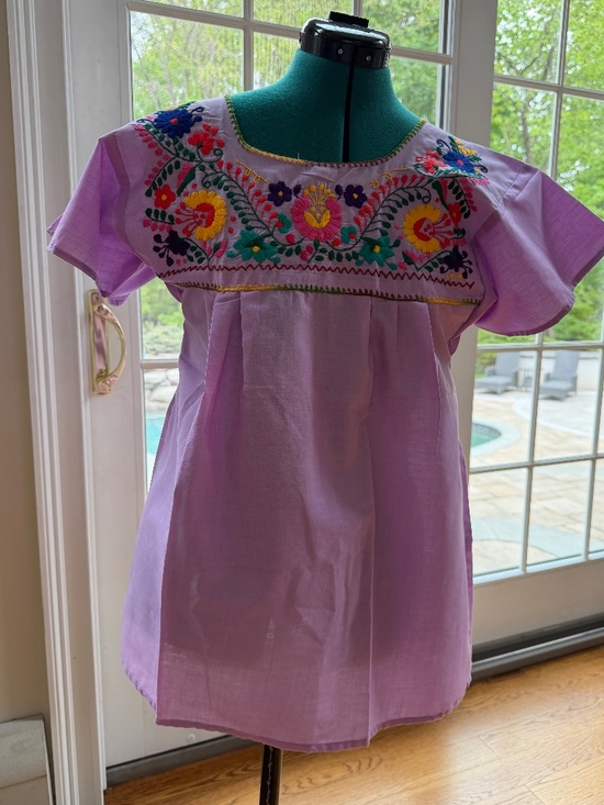 unbranded Tops - Boho Mexican Embroidered Top Purple Floral Artisan Blouse Size M New Without Tag